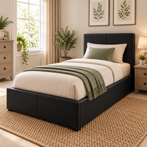 3ft single bed black - single, ottoman