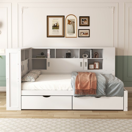 Single bed with bookcase - with,