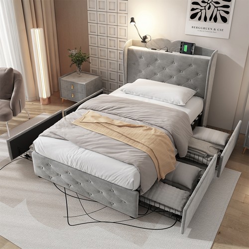 Velvet upholstered 3ft single - upholstered,