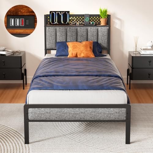 Single bed frame with led - bed,