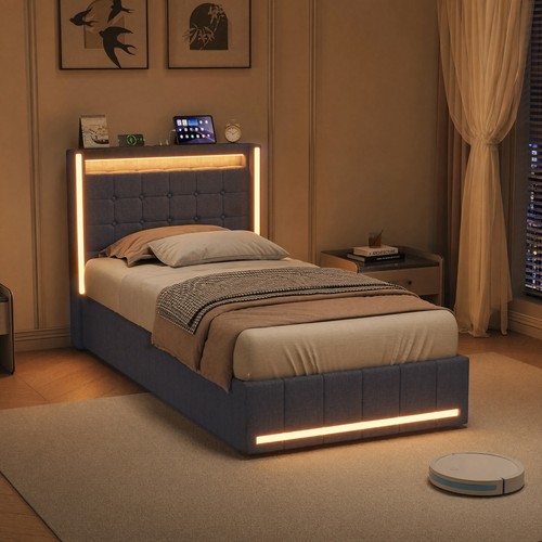 Storage upholstered bed frame - storage,