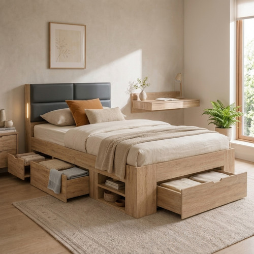 Wooden storage bed 3ft - storage, single