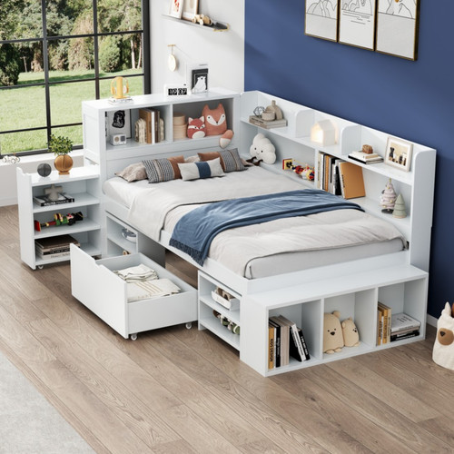 Single bed with bookcase - bed,