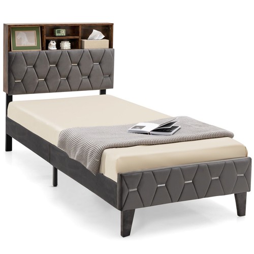 Upholstered platform bed frame - upholstered,