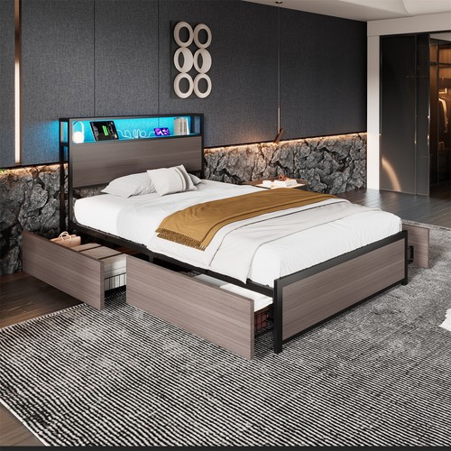 Metal platform bed frame - bed,