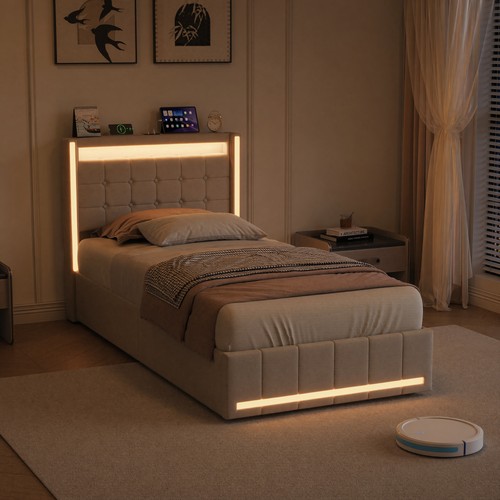 Upholstered storage bed frame - bed,