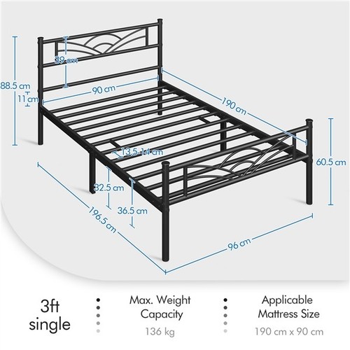 3ft single bed frame mattress - 3ft,