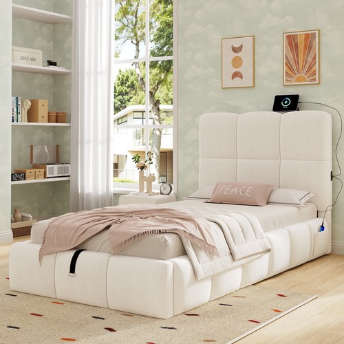 Single upholstered bed frame - bed,