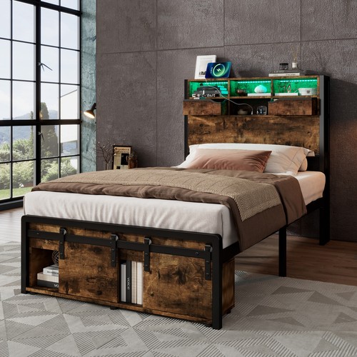 Single metal bed frame with - frame,