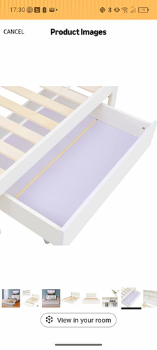 Single white wood - bed, frame