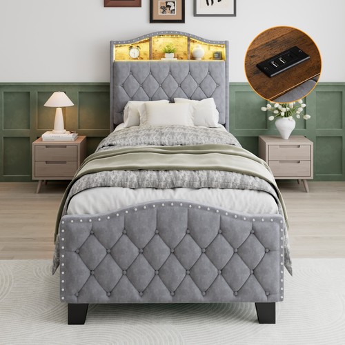 3ft single bed - bed, grey