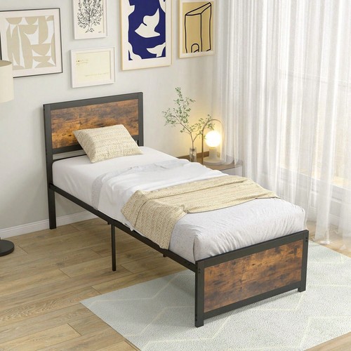 Rustic brown single - single, bed